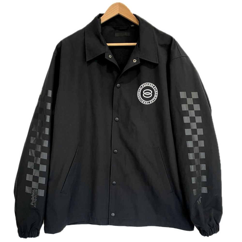 Uniqlo Hypebeast Racing Snap Button Jacket Mens Size Large Black Checkerboard
